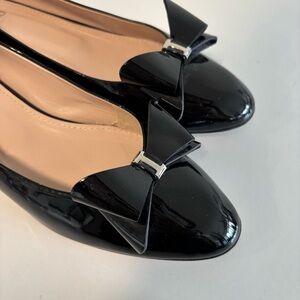 Black Patent leather Flats with Bow Accent